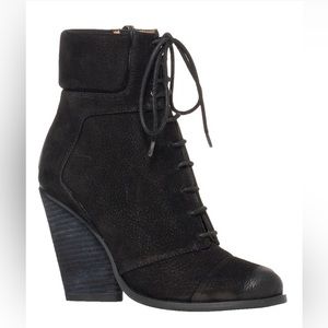 Leon Max Black Remix Leather Bootie Boot Size 7